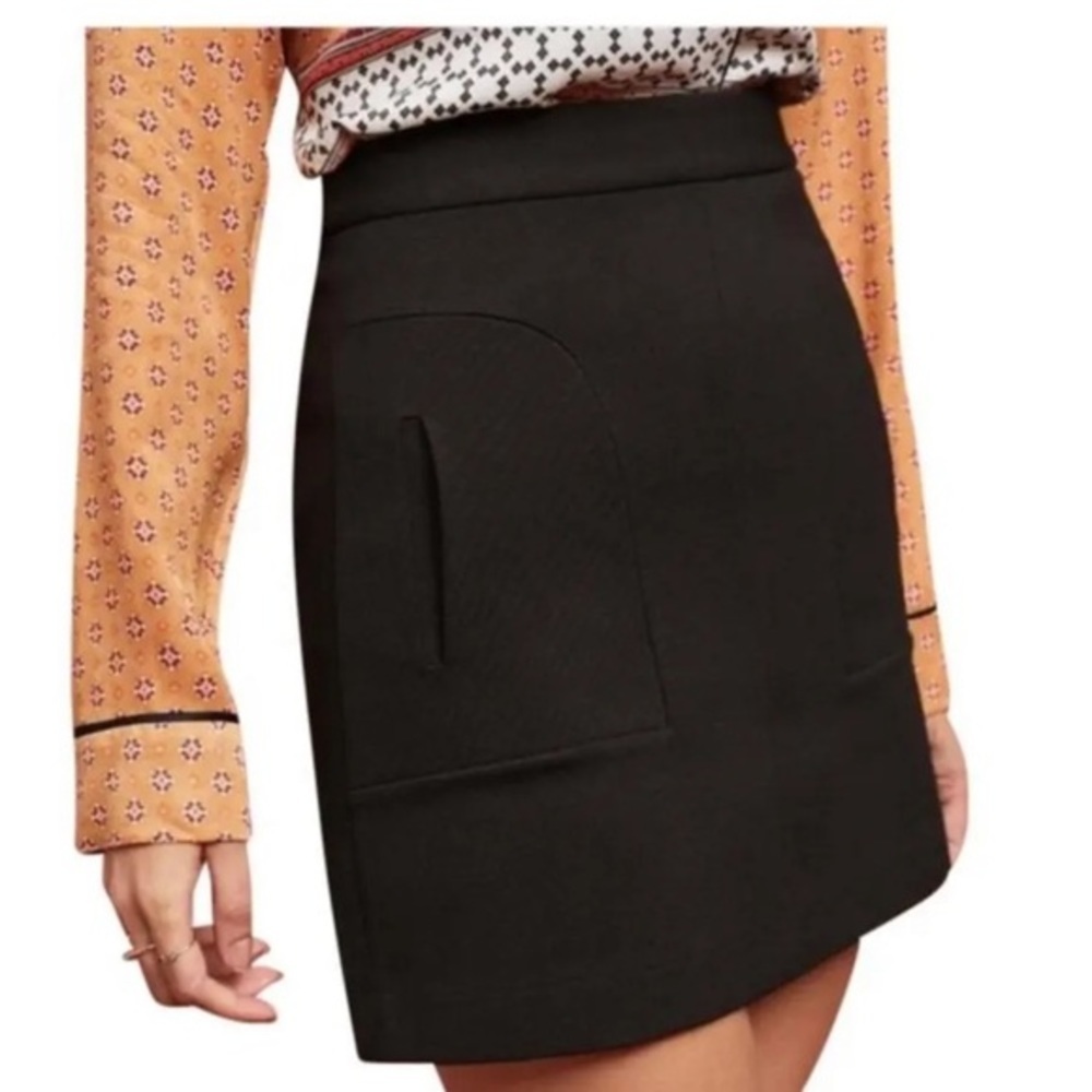 ANTHROPOLOGIE Maeve Women's‎ Black Stretch Pocket Mini A-Line Skirt Sz 10